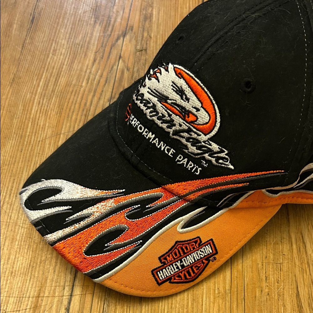 Harley-Davidson Black Cap with Orange Flames OSFM - Picture 2 of 5